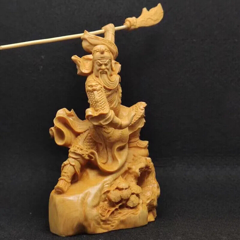 Guan Yu Statue Guan Gong Three Kingdoms Solid Wood CHINA Feng Shui Carving Home