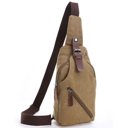 Men's Sling Backpack Canvas Crossbody Chest Bag Casual Daypack Outdoor Sport Bag