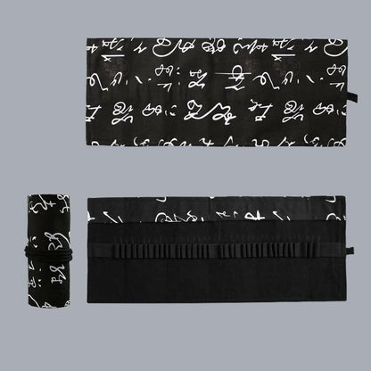 School Pencil Case Cute Canvas Roll Stationery Pouch Supplies Boys Girls Pen Bag