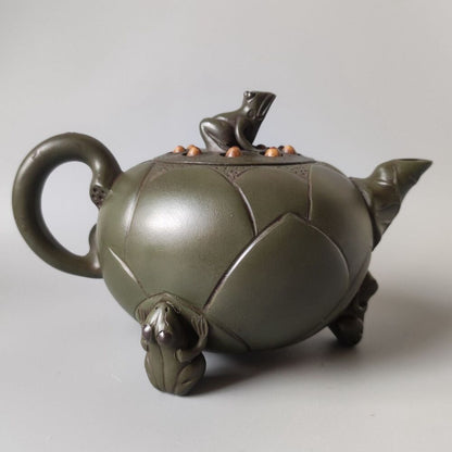 Vintage Chinese Yixing Purple Clay Teapot Zisha Ceramic Frog Lotus Teaware