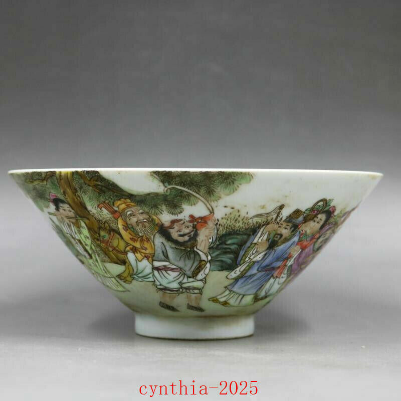 6.2"Chinese antique Porcelain Qing qianlong famille rose Eight Immortals bowl