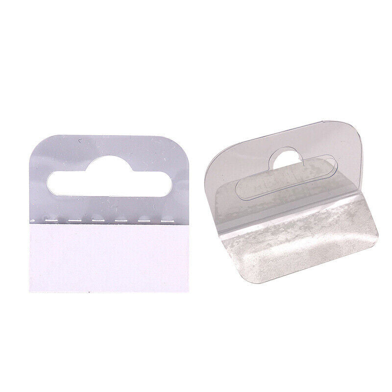 100pcs PVC Slot Hole Adhesive Hang Tags Hook Merchandise Box Bag Hangers Displa'