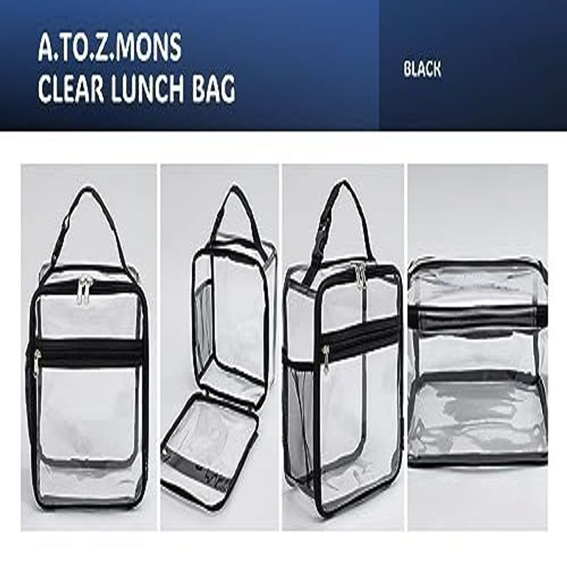 A.TO.Z.MONS Clear Lunch Bag, Box transparent bag Stadium Black