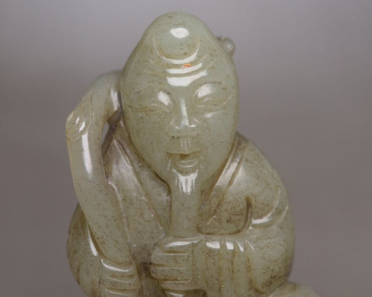 Chinese Old Natural Jade Hand Carved Hetian Jade Figure Story Statue Art Decor