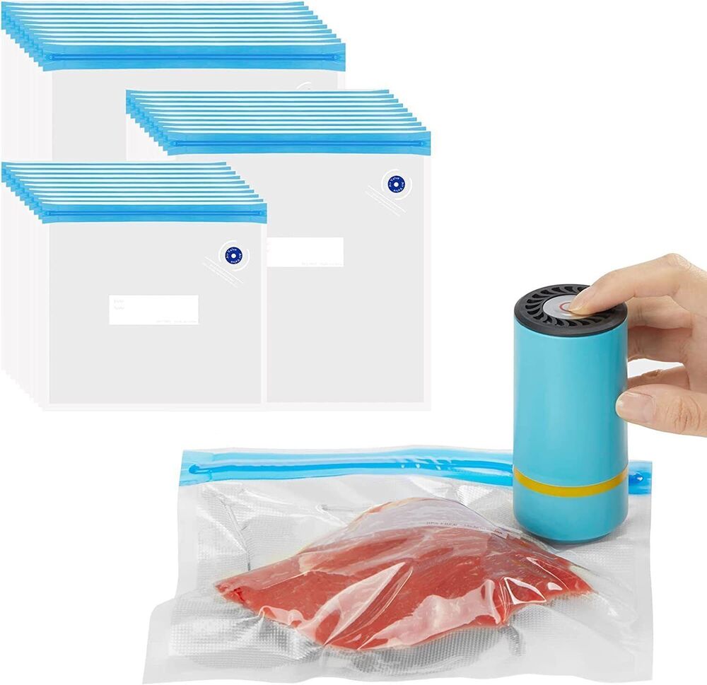 Electric Vacuum Sealer Food Saver Machine With 30Pcs Sous Vide Bags Reusable Bag