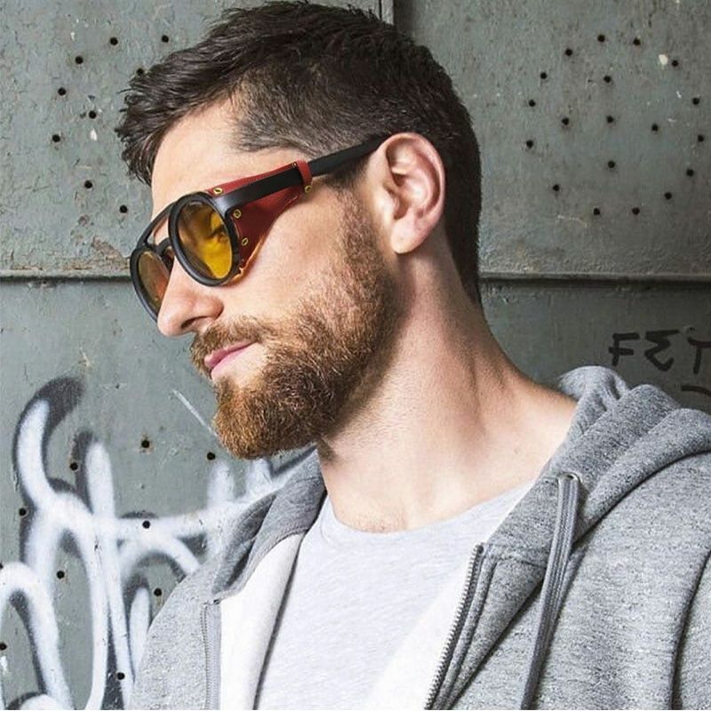 Men Steampunk Sunglasses Round Vintage UV400 Shade Women Eyewear Stylish Glasses