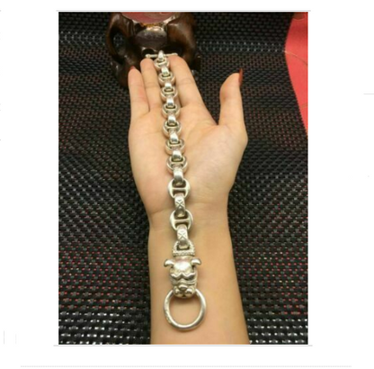 Asian chinese old miao silver hand cast dog statue bracelet jewel cool gift