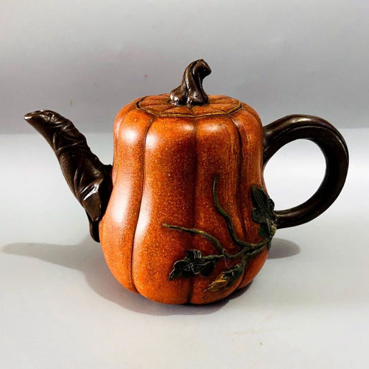 Vintage Chinese Yixing Purple Clay Teapot Zisha Ceremony Fashion Pumpkin Teaware
