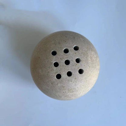 Incense Burner Holder 9 Holes Natural Marble Cave Stone Round Table Decor 10.5cm