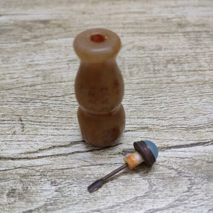 Old Bejing Chinese Carved Stone Snuff Bottle Shoushan seal Statue Calligraphy