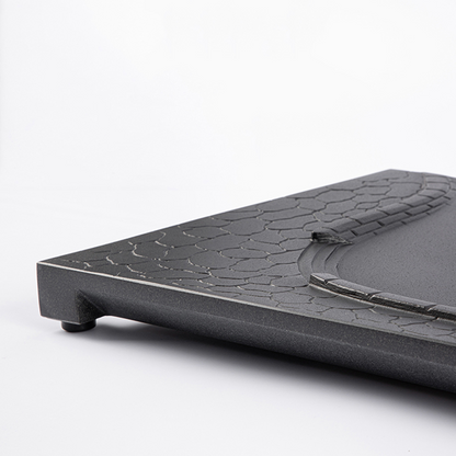 Chinese Tea Tray Black Stone Tea Table Boat Shape Design Water Draining Embossed