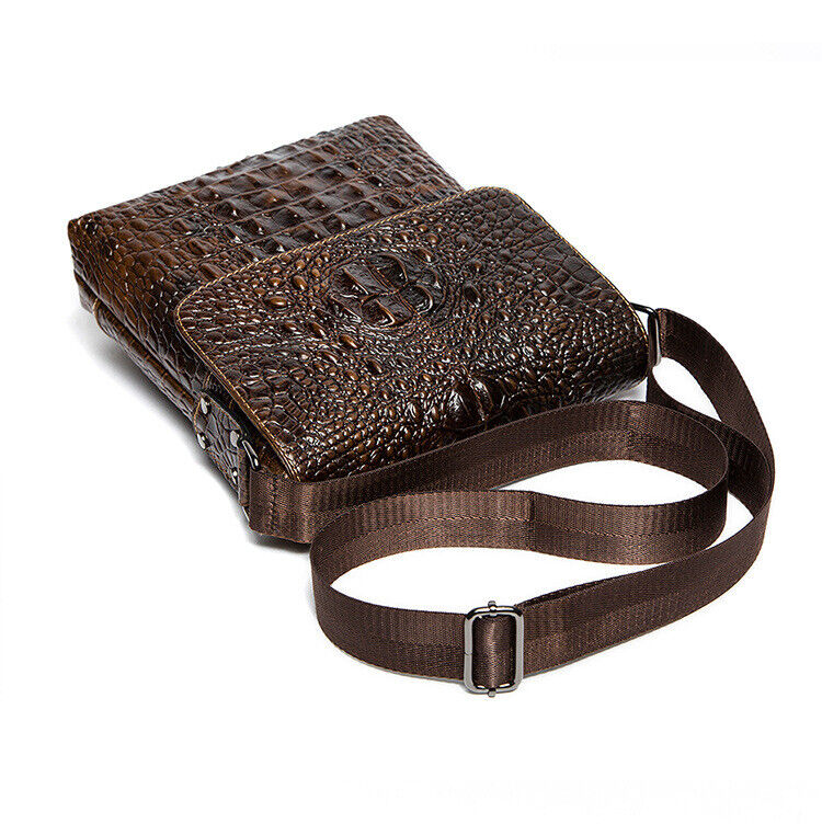 100% Cow Leather Crocodile Embossed 10" Men's Business Shoulder/Messenger bags