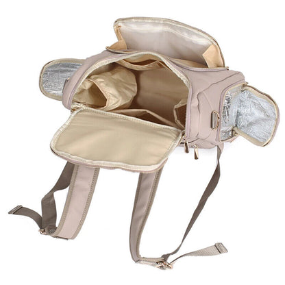 5pcs Leather Nappy Bag Mom Shoulder Bag, Multi Stroller Storage Bag Shoulder Bag