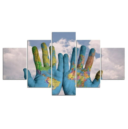 5Pcs Wall Art Canvas Painting Picture Home Decor Modern Abstract Palm World Map