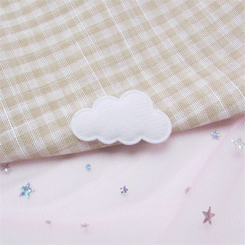 60Pcs/Lot 4.5x2.5cm Felt Cloud Padded Appliques Artificial Crafts Hairclip Patch