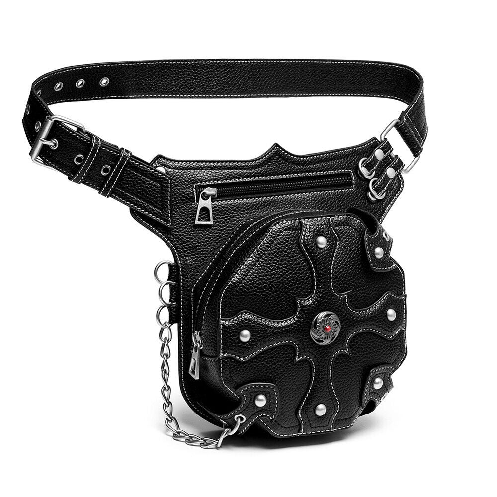 Lady's Leather Leg Drop Belt Bag Punk Rock Motorcycle Thigh Hip Waist Fanny Pack