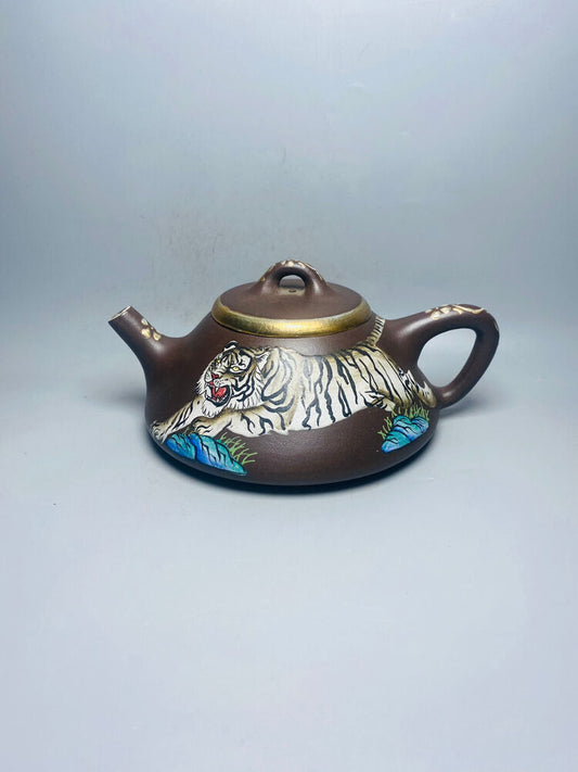 Chinese Yixing Zisha Clay Handmade Exquisite Teapot(子冶石瓢 底款：金鼎商标)