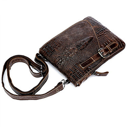 Men's Genuine Leather Crocodile Embossed Small Messenger Shoulder Bags WaistPack