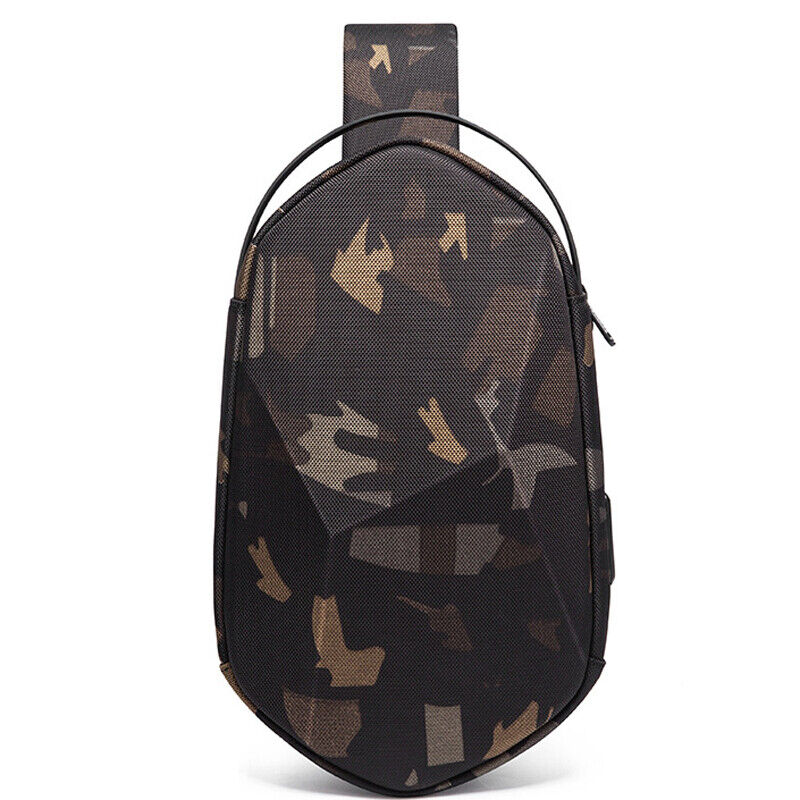 Men's Sling Backpack Oxford cloth Waterproof Crossbody Bag USB Port OutdoorSport