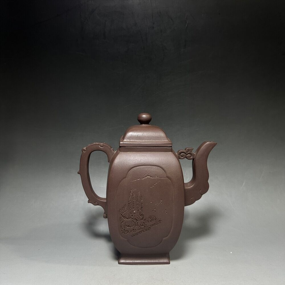 vintage chinese yixing purple clay teapot zisha ceremony carving Collectible art