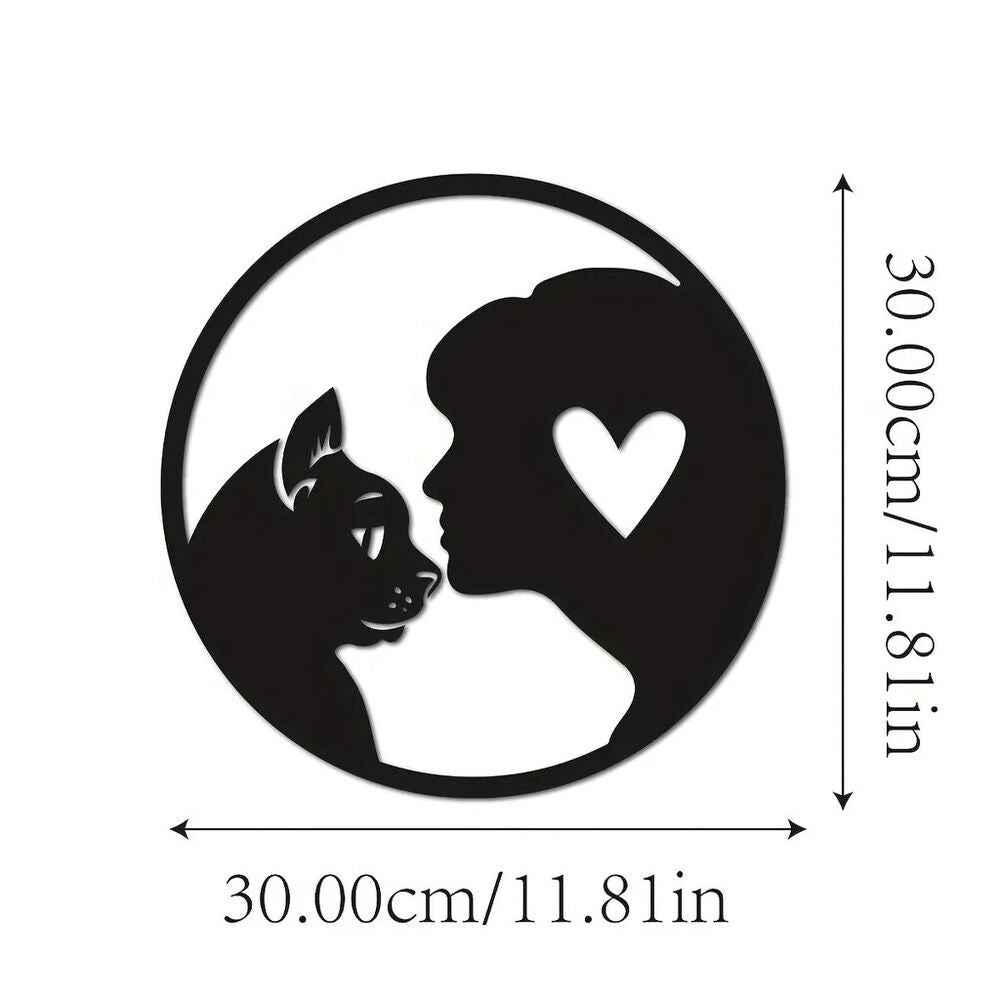 Metal Cat Lover Wall Decor, People And Cats Hanging Decor, Decorative Hangings