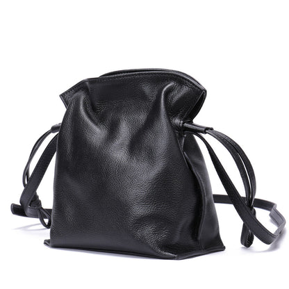 New Designer Women's Cow Leather Drawstring Lucky Bag Sling Shoulder Bucket bag