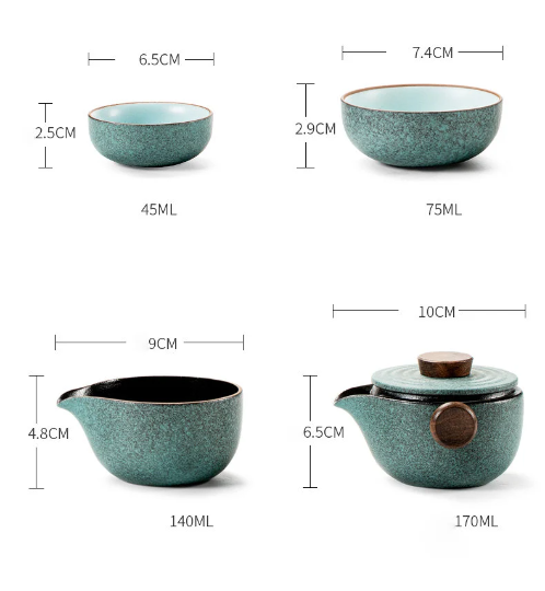 Green Ceramic Tea Cups and Sets Chinese Tea Set