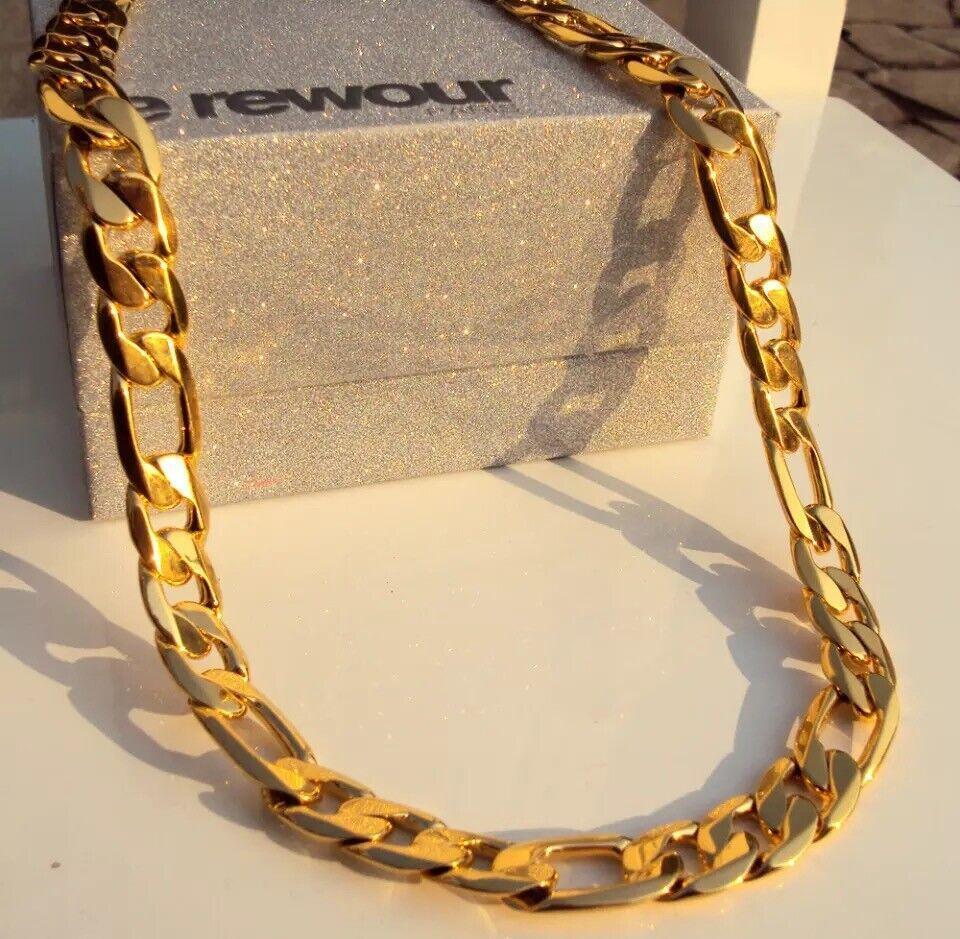 Cadenas De Acero Inoxidable ® Figaro Ita En Oro 14k Para Hombres Eslabón Cubana