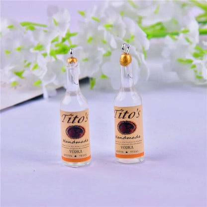 10Pcs Keychain 3D Earring Alcohol Bottle Resin Charm Pendant DIY Fashion Jewelry