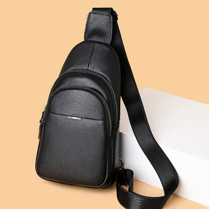 100% Genuine Leather Crossbody Bag Chest Bag Hiking Sling Backpack Shoulder Bag