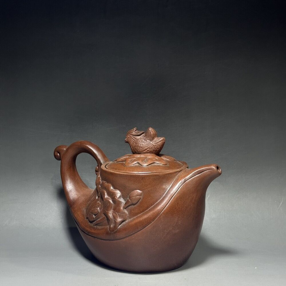 vintage chinese yixing purple clay teapot zisha ceremony carving Collectible art