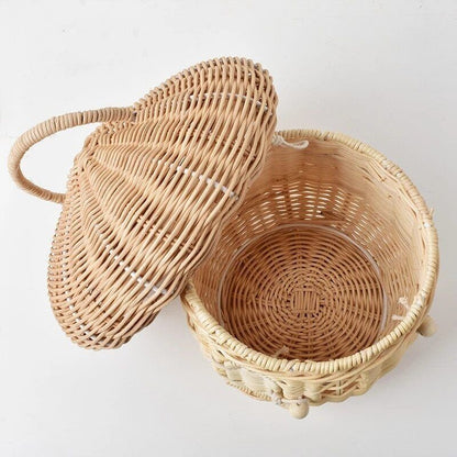 Rattan Mushroom Basket Bag Wicker Woven Women Handbags Beach Straw Bag Box