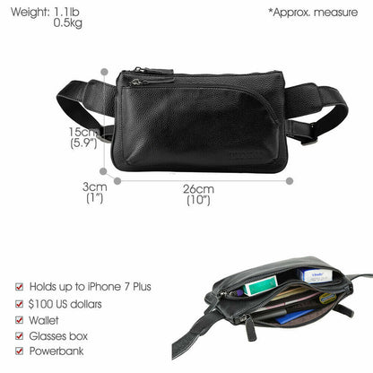 Men's Women Real Leather Fanny Waist Pack Bag One Strap Backpack Sling Chest Bag
