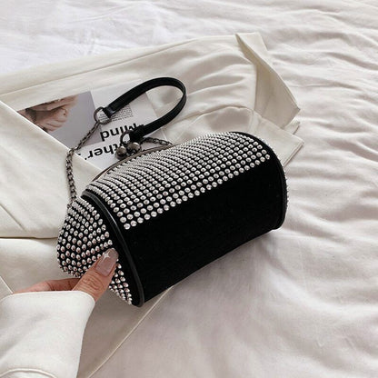 Crossbody Bags Women Rivet Evening Clutch Purse Ladies Black Chains Shoulder Bag