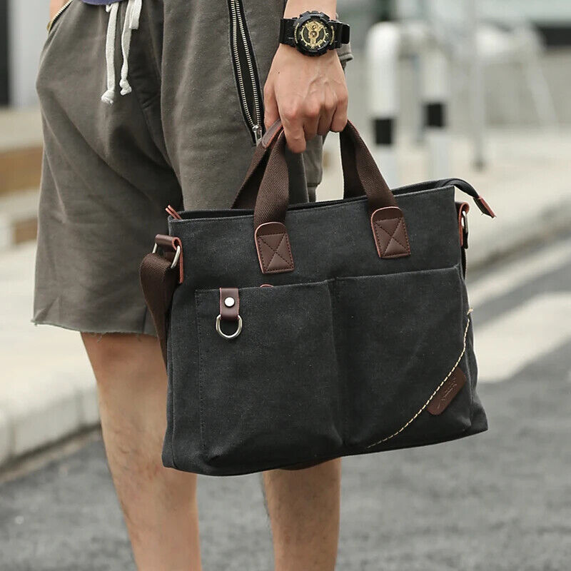 Canvas Men Handbag 14 inch Laptop Shoulder Bag Business Retro Messenger Bags