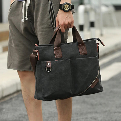 Canvas Men Handbag 14 inch Laptop Shoulder Bag Business Retro Messenger Bags
