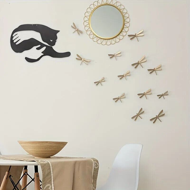 CIFBUY Black Metal Cat Wall Decoration, Modern Cat Silhouette Wall Art Sculpture