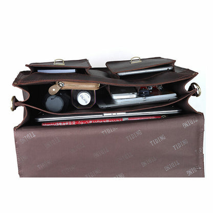 Men Leather Large Backpack Hiking 16" Laptop Messenger Bag Heavy Duty Briefcases