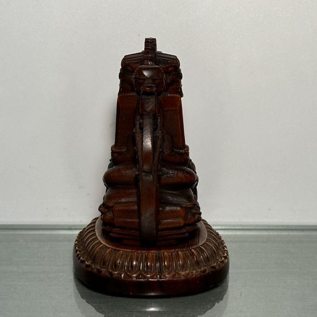 Chinese Boxwood Carving Bodhisattva Manjusri Statue Wooden Sculptures Ornaments
