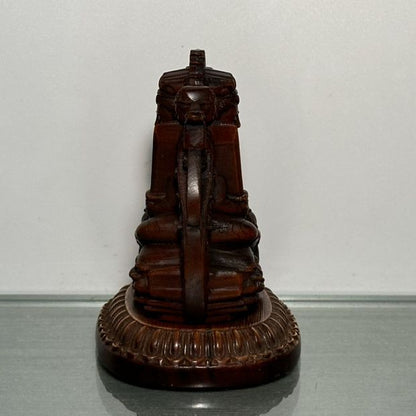 Chinese Boxwood Carving Bodhisattva Manjusri Statue Wooden Sculptures Ornaments