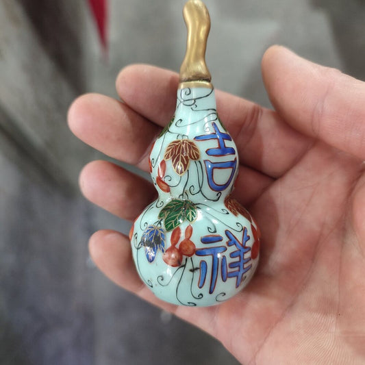 Chinese Porcelain Snuff Bottle Ceramics Small Gourd Statue Figurine Painting Art