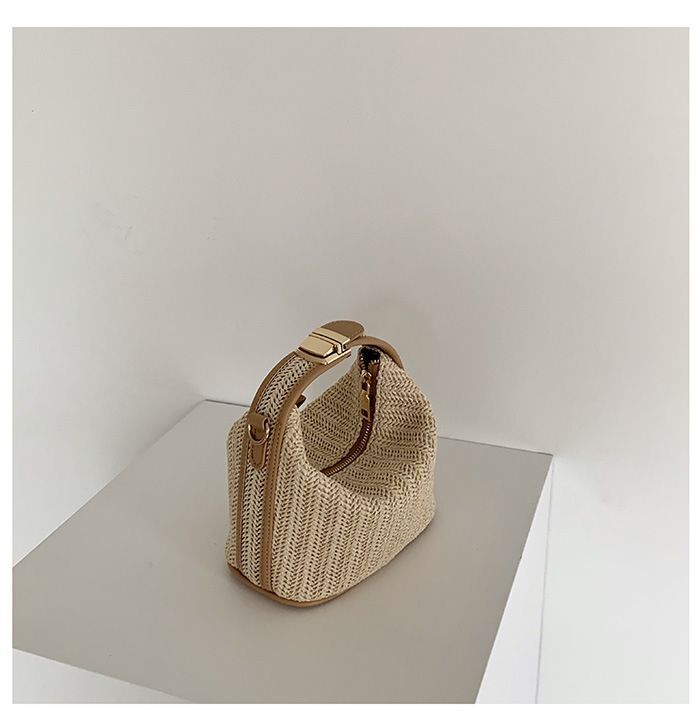 Straw Handbag Shoulder Bags Small Woven Beach Purse Summer Messenger Totes Beige