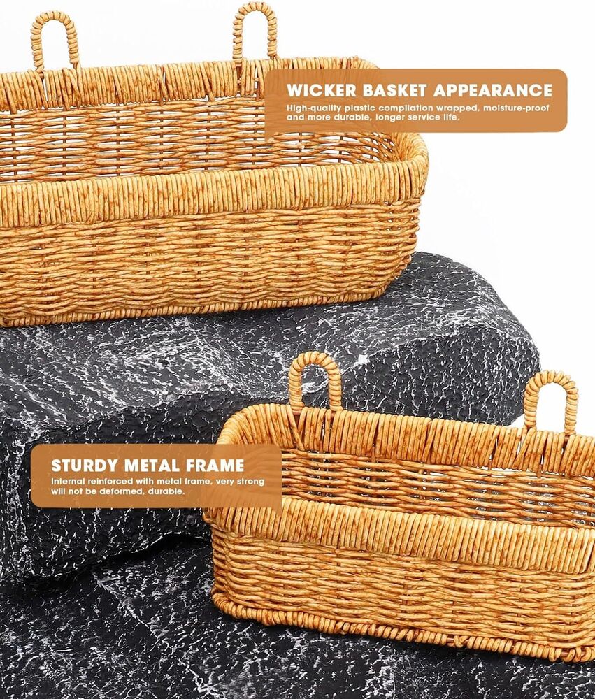 Hand Woven Boho Style Wall Hanging Basket Storage Basket Kitchen Garden Set of 2