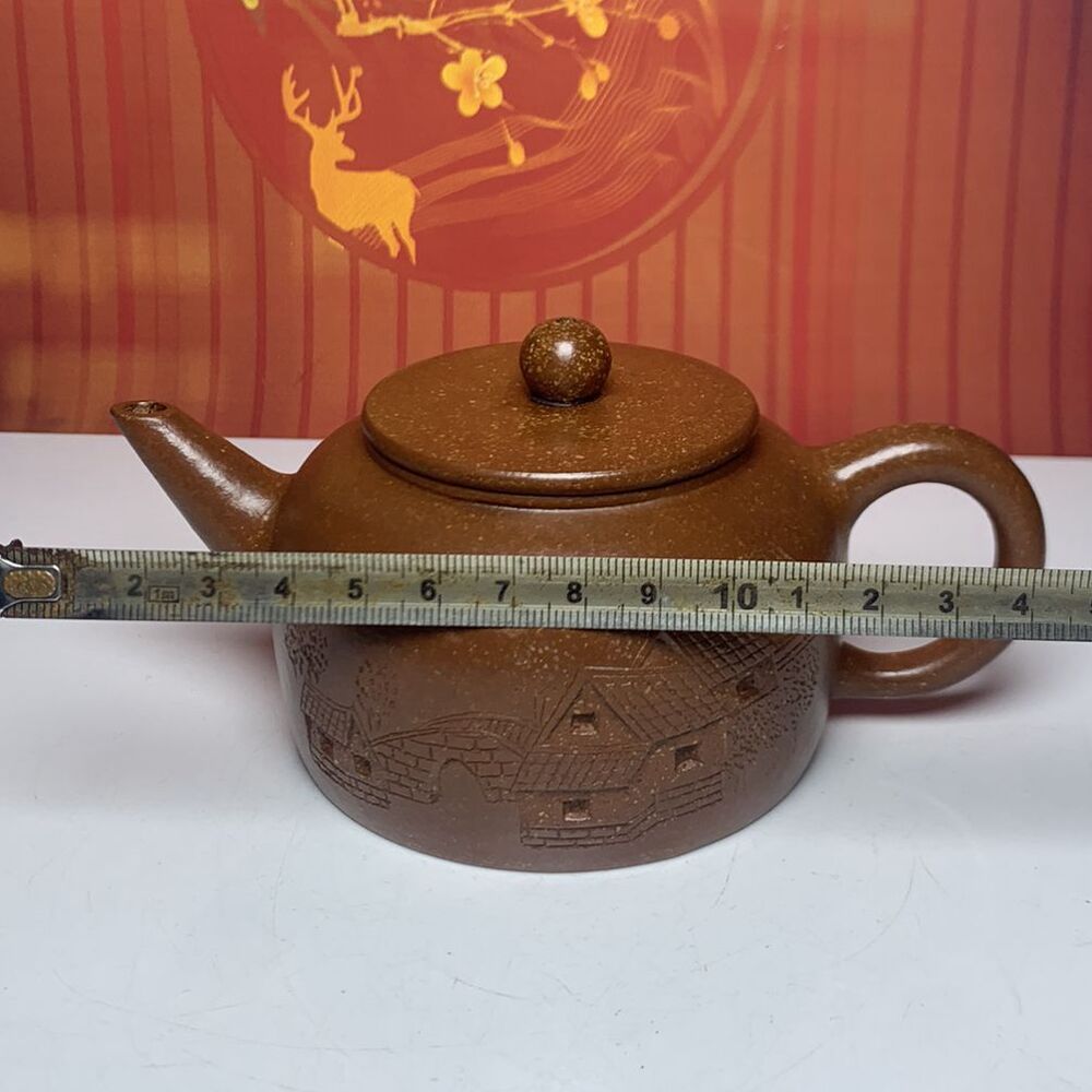 Vintage Chinese Yixing Purple Clay Teapot Zisha Ceremony Ceramic Landscape Rare