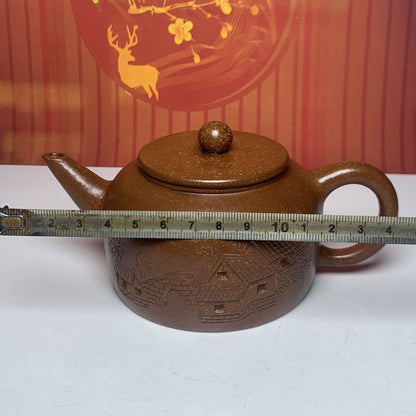 Vintage Chinese Yixing Purple Clay Teapot Zisha Ceremony Ceramic Landscape Rare