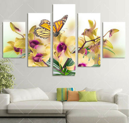 5 Pieces Canvas Wall Art Poster and Print Living Room Butterfly No Framed