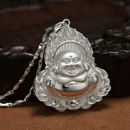 S999 Pure Fine Silver Men Women Lucky Flame Buddha Guanyin Pendant 4G-24G
