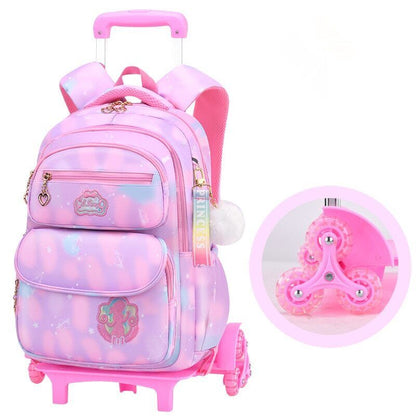 Girls Wheel School Bags Children Primary School Backpack Kids Book Bag Schoolbag
