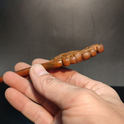 Chinese Boxwood Wooden Carved Peony flower Hairpin Hair Accessories gift woman