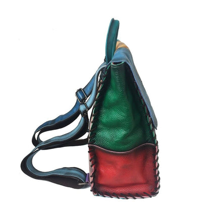 Top Cow Leather Women's Backpack, New Desinger Colorful Bag Travel Rucksack Bag